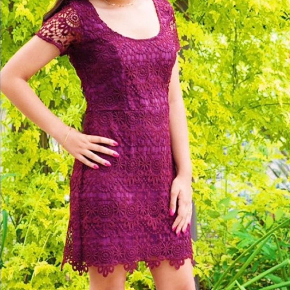 Lacy red mini dress